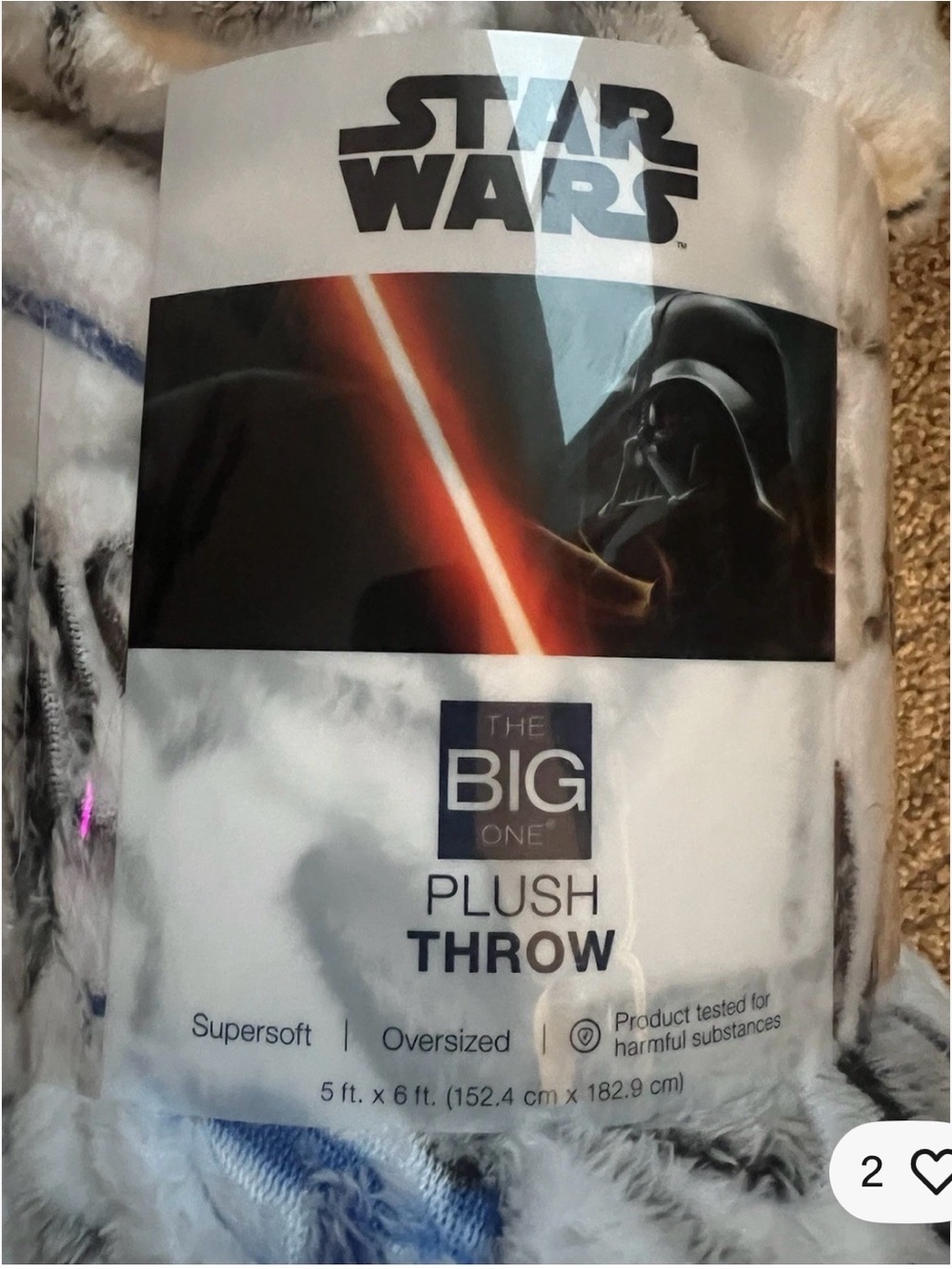 Star Wars Plush Throw in White and Blue Accents
